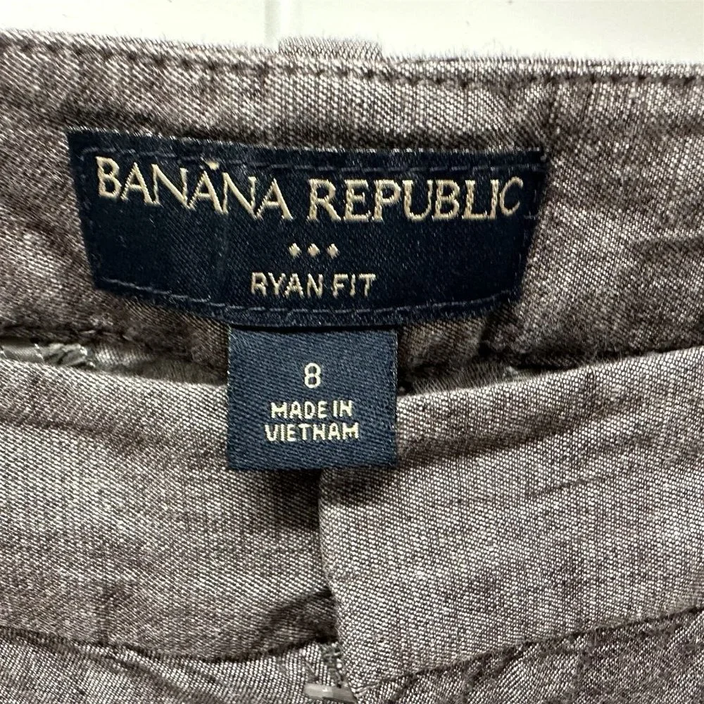 Banana Republic Ryan Fit Linen Cotton Crops Gray Brown Size 8